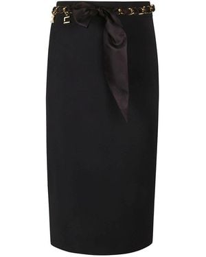 Elisabetta Franchi Foulard Scarf Belt Midi Skirt - Black