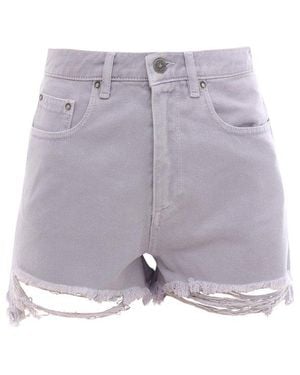 Golden Goose Distressed Hem Denim Shorts - Purple