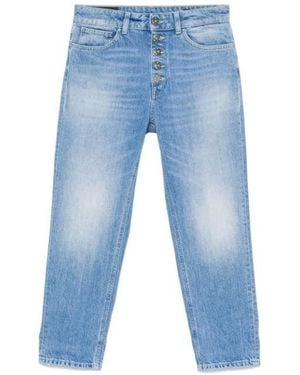 Dondup Button-Fly Straight Leg Trousers - Blue