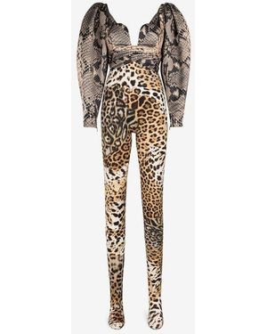 Roberto Cavalli Printed Jumpsuit - Brown