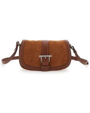 McQueen T-Bar Foldover-Top Satchel Bag - Brown