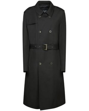 Herno Double-breasted Gabardine Trench Coat - Black