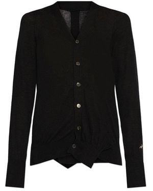 Yohji Yamamoto Cardigan With Logo - Black