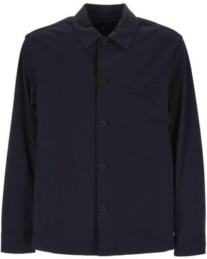 Theory Buttoned Straight Hem Jacket - Blue