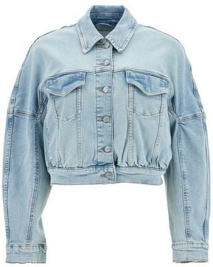 Ganni Stretch Denim Bomber Jacket - Blue