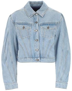 Mugler Structured Denim Jacket - Blue