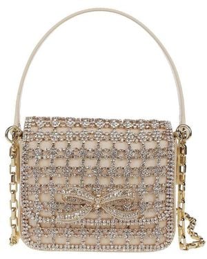 Self-Portrait Embellished Chain Mini Bag - Metallic