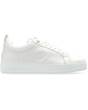 MCM Logo Embossed Low-Top Sneakers - White