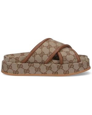 Gucci Gg Platform Sandals - Brown