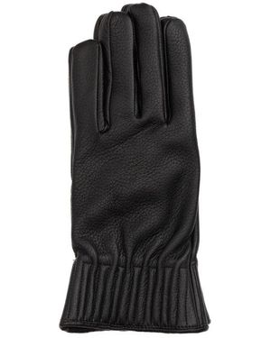 Orciani Drummed Leather Gloves - Black