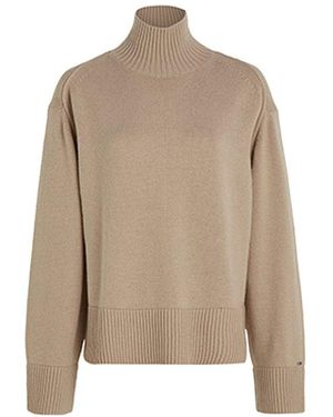 Tommy Hilfiger Mock-Neck Knitted Jumper - Natural