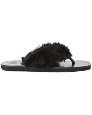 Dries Van Noten Pony Embellished Thong Slides - Black