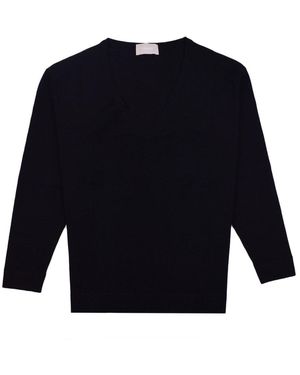 Drumohr V-Neck Long-Sleeved Sweater - Blue