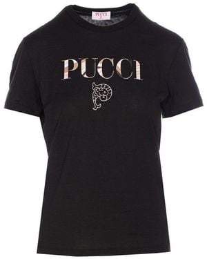 EMILIO PUCCI - EMILIO PUCCI ロゴTシャツ S ブラック ブルー系