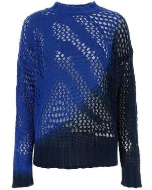 The Attico Drop Shoulder Open Knit Jumper - Blue