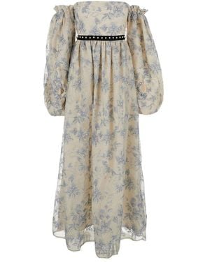 Agua Bendita Alheli Bardot Floral Dress - White