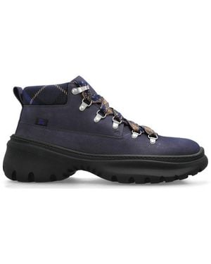 Burberry Nubuck Scoot Hiking Lace-up Boots - Blue