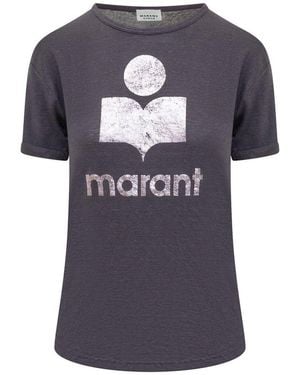 Isabel Marant Koldi Logo Printed Crewneck T-Shirt - Blue