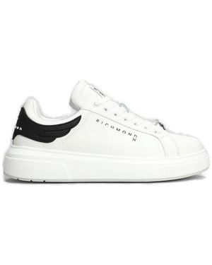 John Richmond Logo Printed Lace-Up Trainers - White