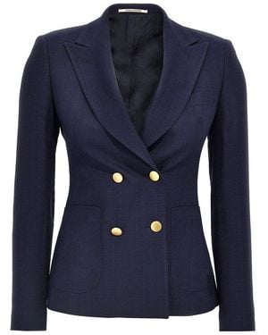 Tagliatore Caramel-Coloured Double-Breasted Silk Jacket in