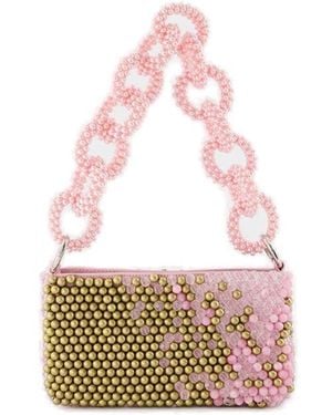 Germanier Bead-Embellished Zipped Shoulder Bag - Pink