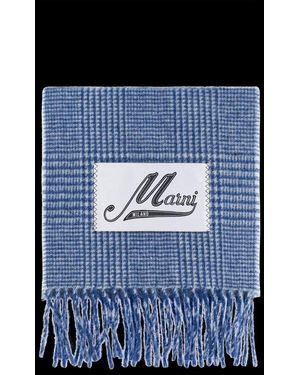 Marni Prince Of Wales Check Scarf - Blue