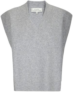 Studio Nicholson V-Neck Knitted Vest - Grey