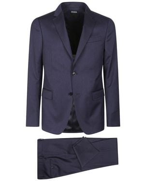 ZEGNA Single Breasted Tailored Suit - Blue