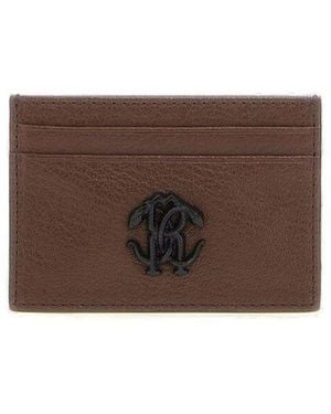 Roberto Cavalli Logo Plaque Rectangular Cardholder - Brown