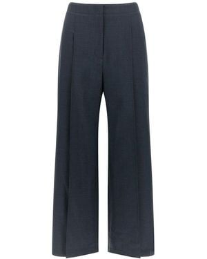 Theory Wide-Leg Cropped Creased Pants - Blue