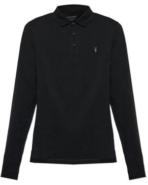 AllSaints Classic Long Sleeve Polo Shirt - Black