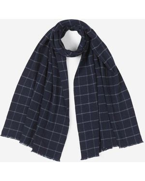 Fedeli Chequered Pattern Scarf - Blue