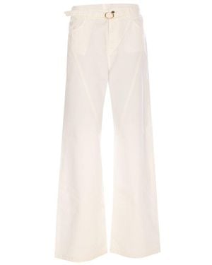 Twinset Oval T Belted Wide-Leg Jeans - White
