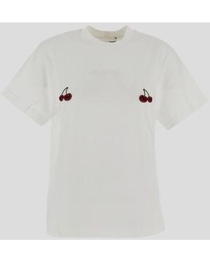 Des Phemmes Cherry Embellished T-Shirt - White