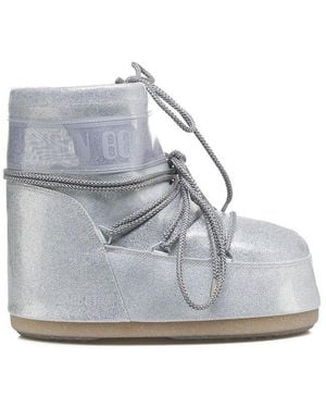 Moon Boot Icon Low Glitter Lace-Up Boots - Grey