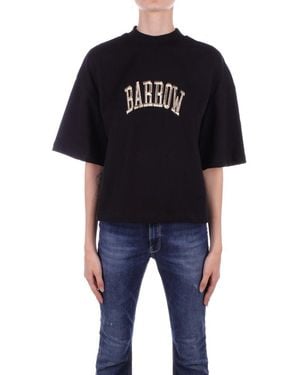 Barrow Logo-Embroidered Cropped T-Shirt - Blue