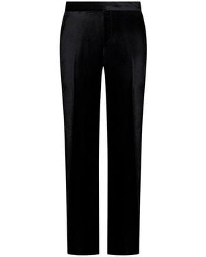 Lardini Velvet Mid-Rise Straight Leg Trousers - Black