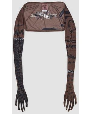 Jean Paul Gaultier X Knwls Trompe Loeil Tattoo Printed Longsleeve Shrug - White