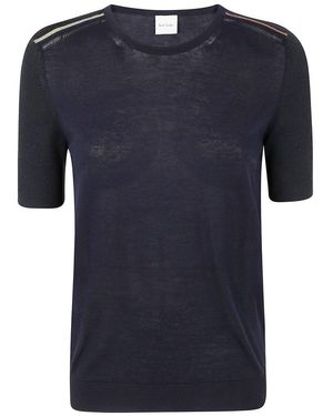 Paul Smith Knitted Short Sleeves Top Crewneck - Blue