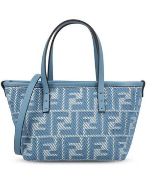 トートバッグ Fendi Summer Tote Bag In Blue Denim-Effect Ff Jacquard Summer Tote Fabric Beige | Fendi