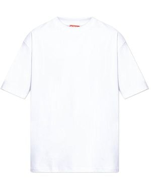 DIESEL Oval-D Logo Embroidered Crewneck T-Shirt - White