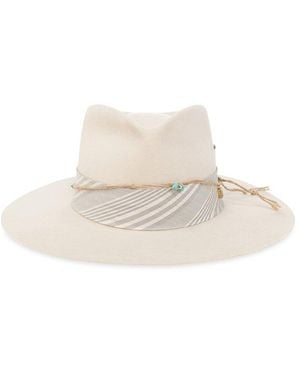 Nick Fouquet Matchstick Detailed Fedora Hat - White