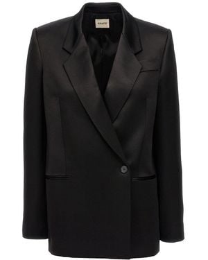 KHAITE Double-Breasted Viscose Blazer - Black