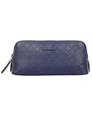 Gucci Embossed Logo Zipped Cosmetic Case - Blue