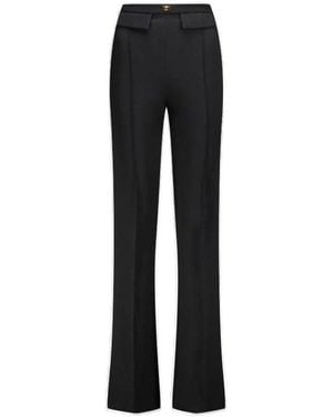 Elisabetta Franchi Logo Plaque Pleated Trousers - Black