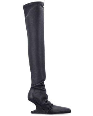 Rick Owens Elevated Edge Thigh-High Leather Boots - Black