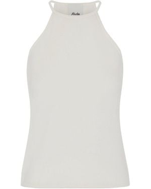 Allude Crewneck Sleeveless Knitted Tank Top - White