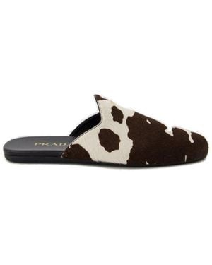 Prada Pattern-Printed Mules - Black
