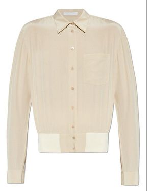 Helmut Lang Buttoned Long-Sleeved Bomber Shirt - White