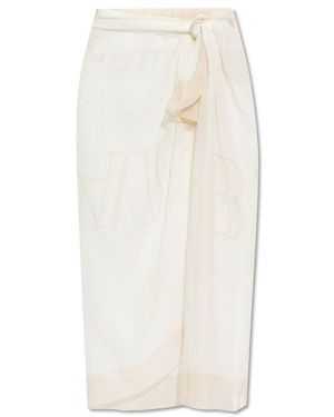 Balmain Couture Printed Two-Tone Beach Wrap - White